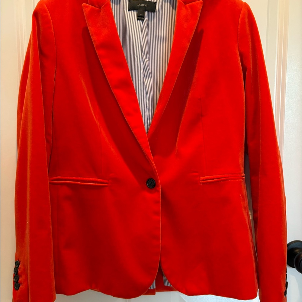 J. Crew Parke Blazer in Velvet, Brilliant Zinnia, 12